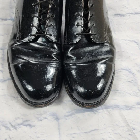 Craddock Terry Shoes MENS 10 Military Dress Oxford High Gloss Black VINTAGE 1992